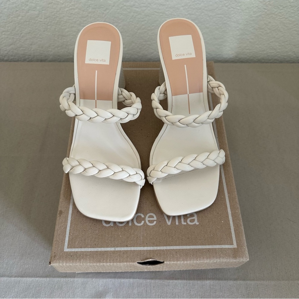Dolce Vita Woven Ivory/White Block Heel - Picture 2 of 5